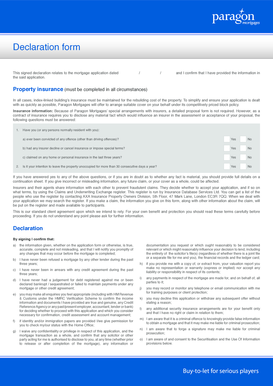 Mortgage Application Declaration Form