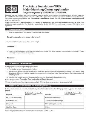 Rotary Foundation Major Matching Grants Application