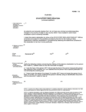 Australian Statutory Declaration Form 7.9