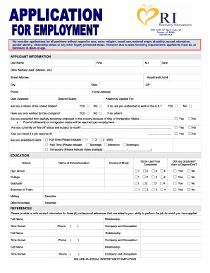 Employment Application Form