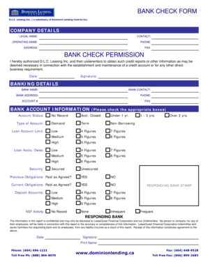 Bank Account Information Form