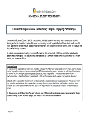 Non-Medical Student Placement Requirements