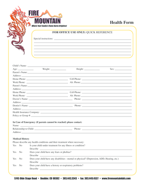 Child Health Form