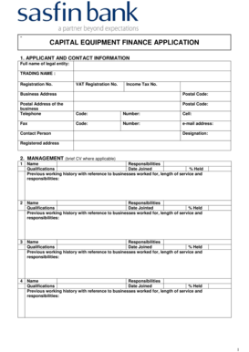 Capital Equipment Finance Application
