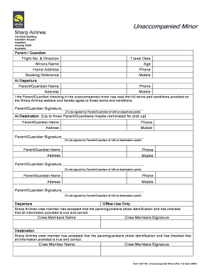 Sharp Airlines Unaccompanied Minor Form