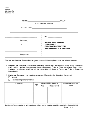 Montana Temporary Order of Protection