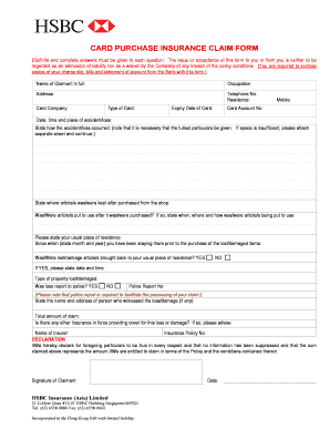 Card Purchase Insurance Claim Form