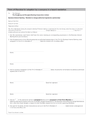 HSBC Business Internet Banking Mandate