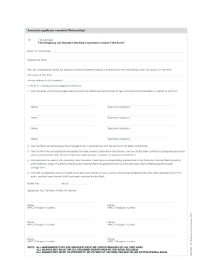 HSBC Associate Applicant Mandate Form