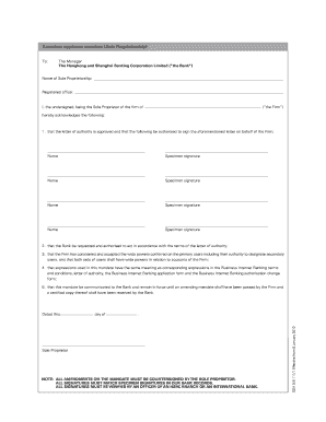 HSBC Associate Applicant Mandate Form