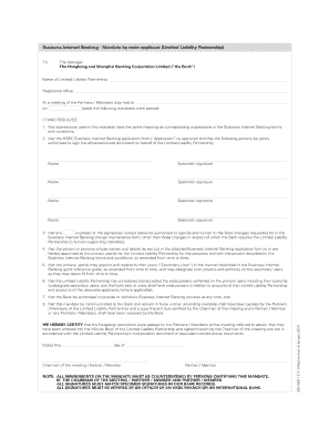 HSBC Business Internet Banking Mandate