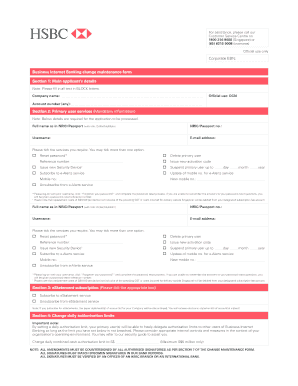 HSBC Business Internet Banking Change Maintenance Form