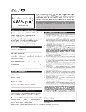 HSBC Card Balance Transfer Enrolment Form