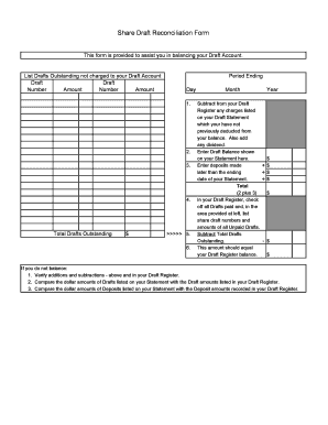Draft Reconciliation Form