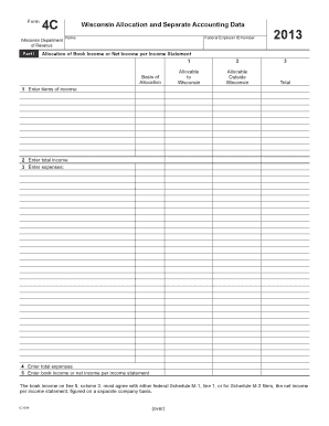 Wisconsin Form 4C Allocation and Separate Accounting Data