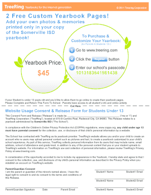 Website Usage Consent & Release Form for Students Under 13