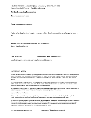 Section 21 Notice for Possession