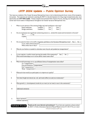 Public Opinion Survey for LRTP 2004 Update