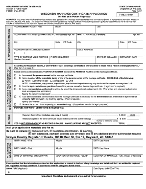 Wisconsin Marriage Certificate Application