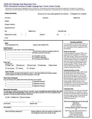 TESOL 2015 Attendee Hotel Reservation Form