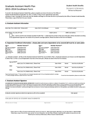 Graduate Assistant Health Plan Enrollment Form