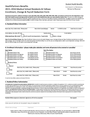 HealthPartners Medical Resident Enrollment Form