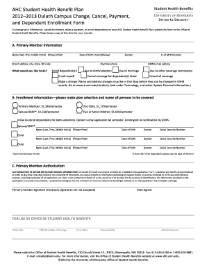 AHC Student Health Benefit Plan Enrollment Form