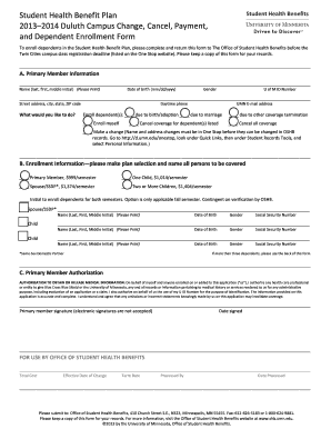 Student Health Benefit Plan Enrollment Form