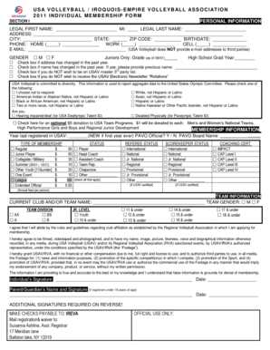 USA Volleyball Individual Membership Form