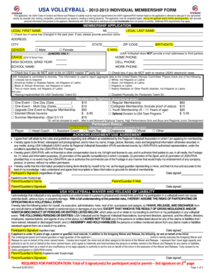 USA Volleyball Individual Membership Form
