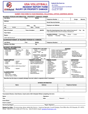 USA Volleyball Incident Report Form