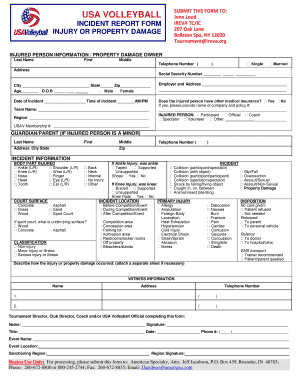 USA Volleyball Incident Report Form