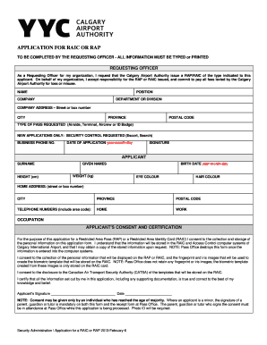 Application for RAIC or RAP