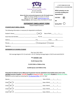 TCU Dependent Enrollment Form