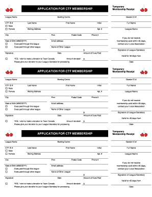 Temporary Application for CTF Membership