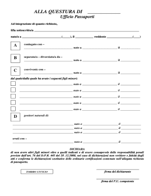 Modulo di Dichiarazione per Passaporto