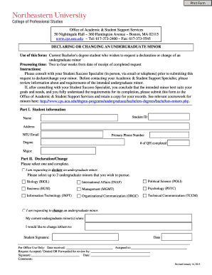 Undergraduate Minor Declaration Form