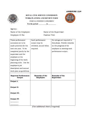 Royal Civil Service Commission Work Planning and Review Form