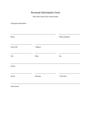 Fillable Online Personal Information FormSecond Presbyterian Church Fax Email Print - pdfFiller