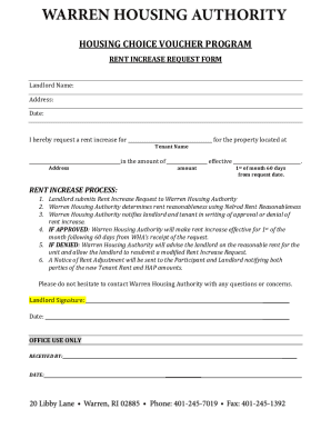 Fillable Online Rent Increase Request Form - Housing Authority Of The ...
