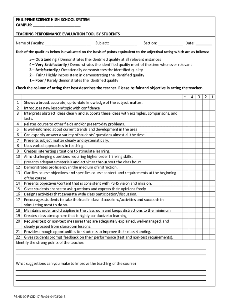 Fillable Online cvisc pshs edu Philippine Science High School System