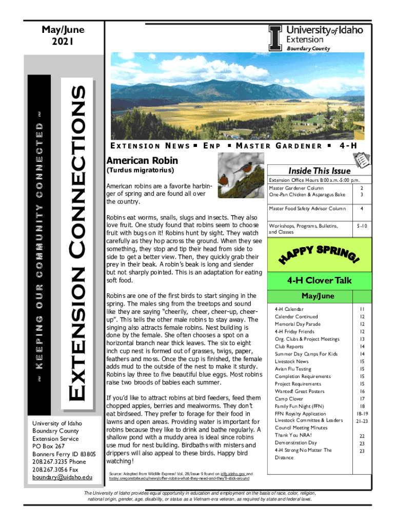Fillable Online University of Idaho Extension in Boundary County Fax