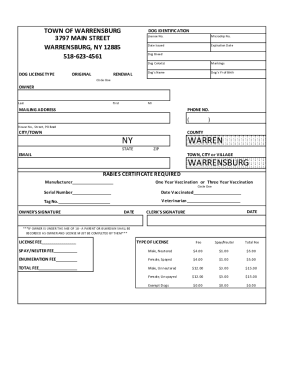 Fillable Online New Dog License Form Fax Email Print - pdfFiller