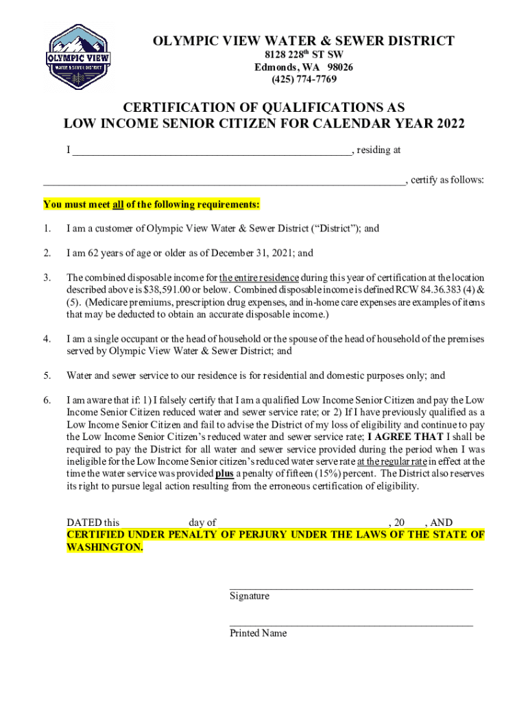 Fillable Online Pay Your Bill - Olympic View Water and Sewer District