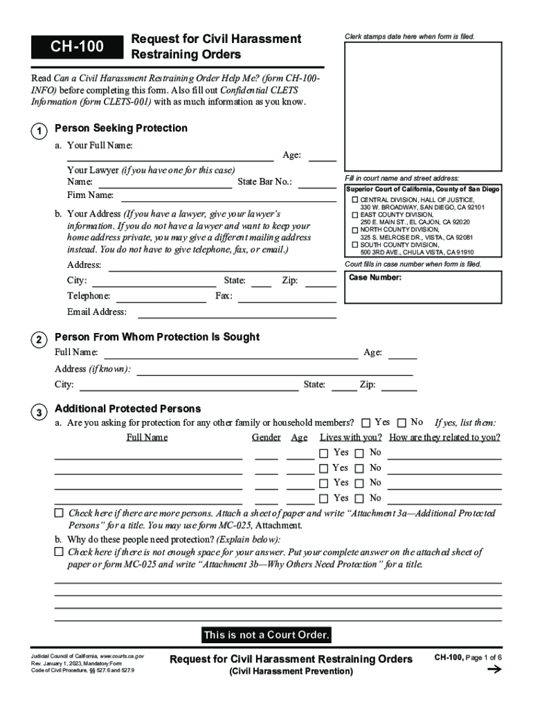 civil harassment packet Preview on Page 1