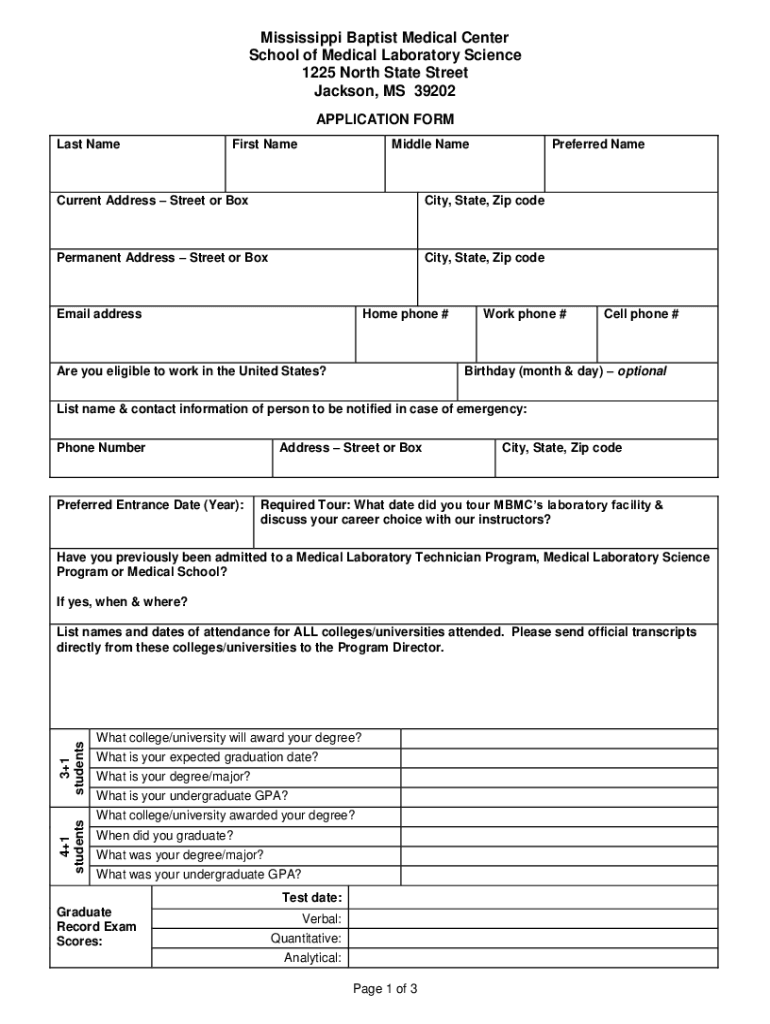 Fillable Online Baptist Medical Center Records Request Jackson Ms Fax