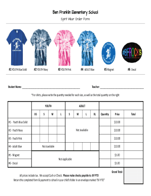 Fillable Online Spirit Wear Order Form - stsppschool.net Fax Email ...