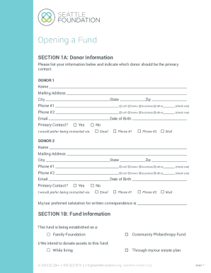 Opening a Fund Form