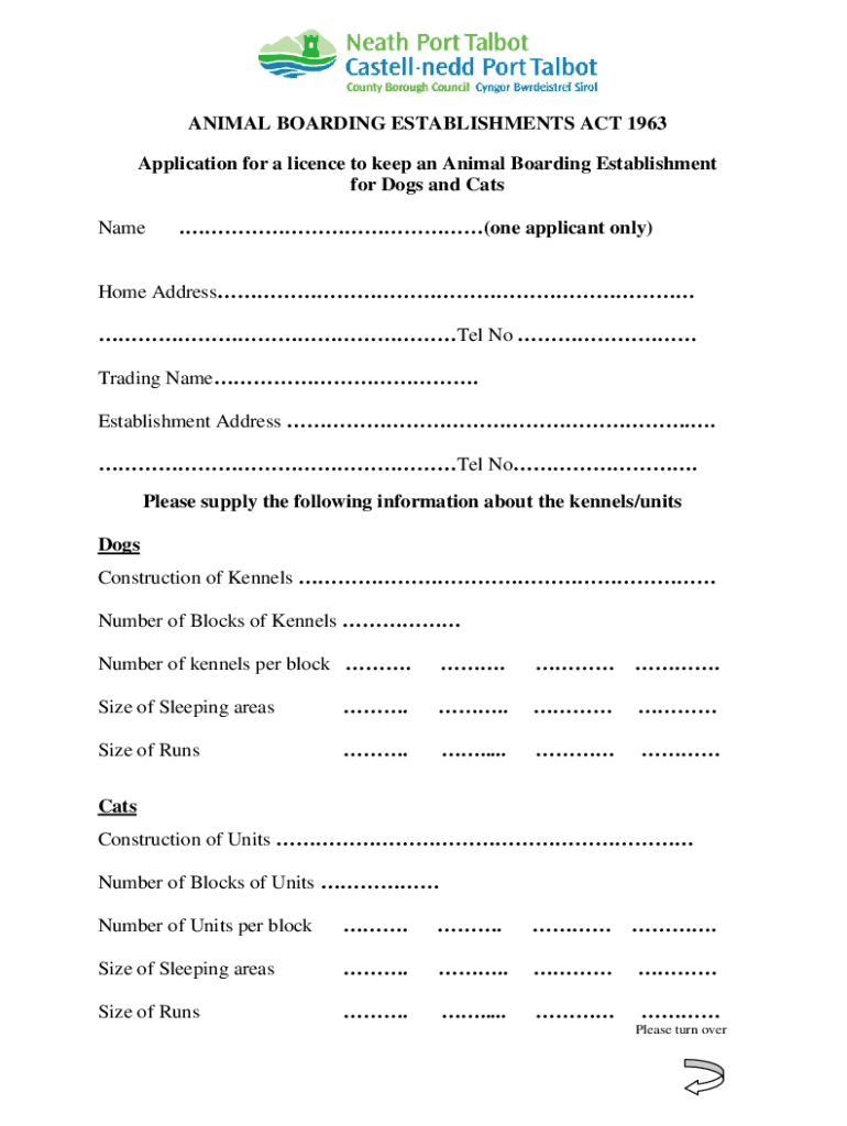 Fillable Online Animal Boarding Application FormGrant Fax Email Print