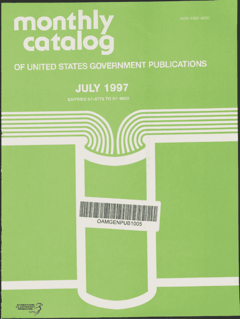 Fillable Online Monthly catalog of United States government